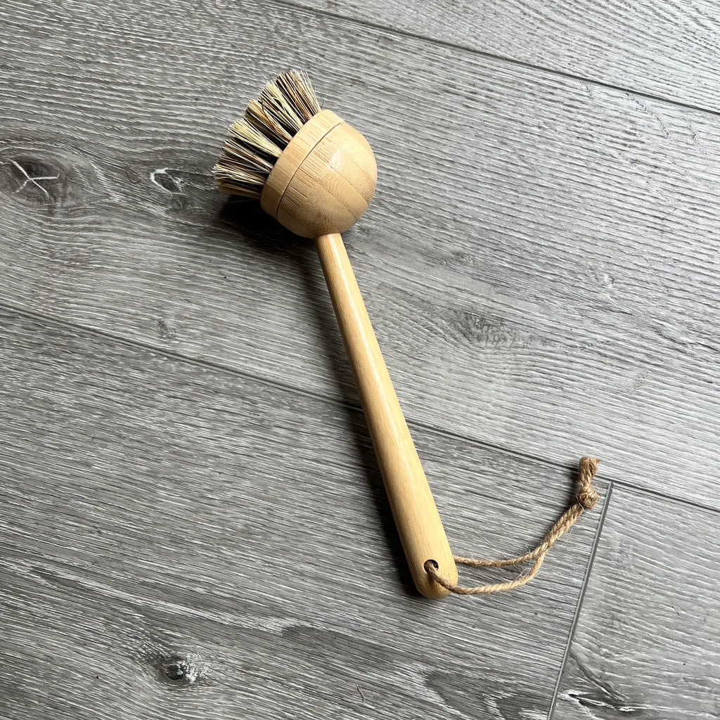 Bamboo Dish Brush- with replacement brush connected