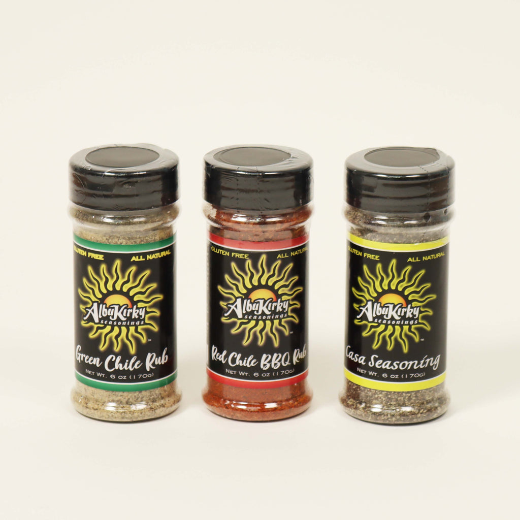 Albukirky seasonings- 3 shakers next to each other