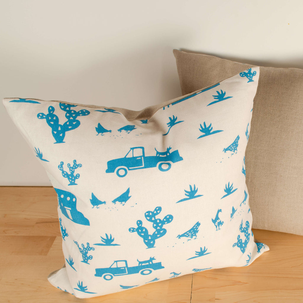 Kei & Molly Pillow Cover in Pueblo Design in Turquoise Filled View