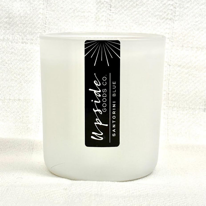 Santorini Blue Glass Candle