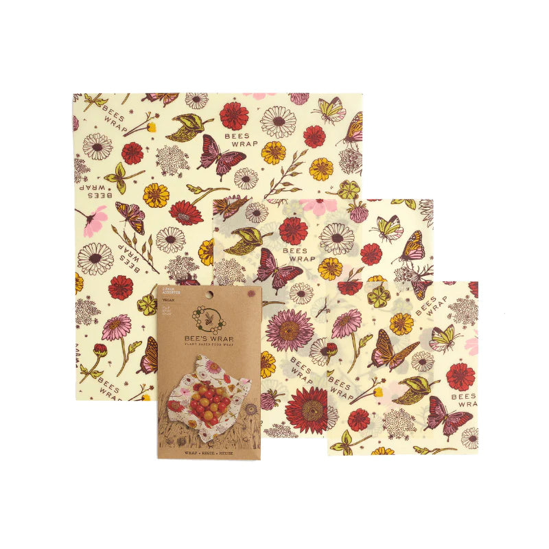 Bee's Wrap: Assorted Vegan 3 Packs Meadow Magic Print
