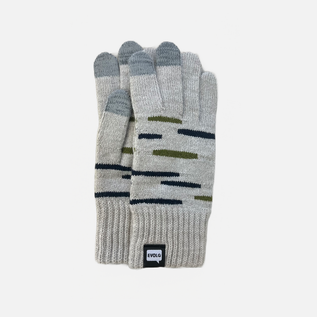 EVOLG Knit Grey with Navy & Khaki Gloves - Unisex