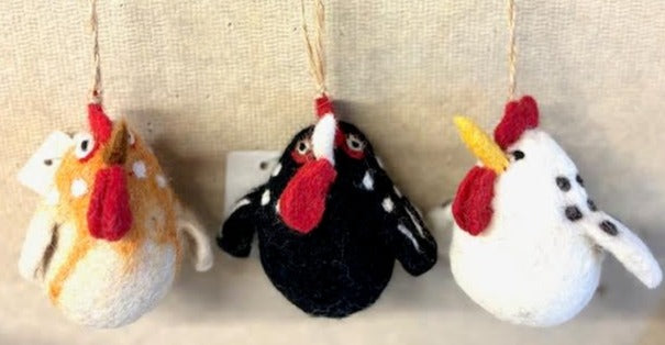 Polka Dot Chicken Felt Ornament