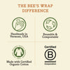 Bee's Wrap: Assorted Vegan 3 Packs Meadow Magic Print Handmade in Vermont, Reusable & Compostable, Made with Certified Cotton, B certified Corporation