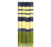 Striped Dinner Candles: Indigo-Yellow-Olive