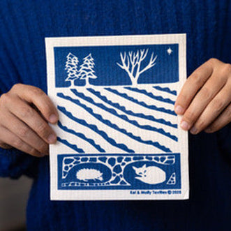 Kei & Molly Textiles Winter Night Sponge Cloth in Indigo, Front View