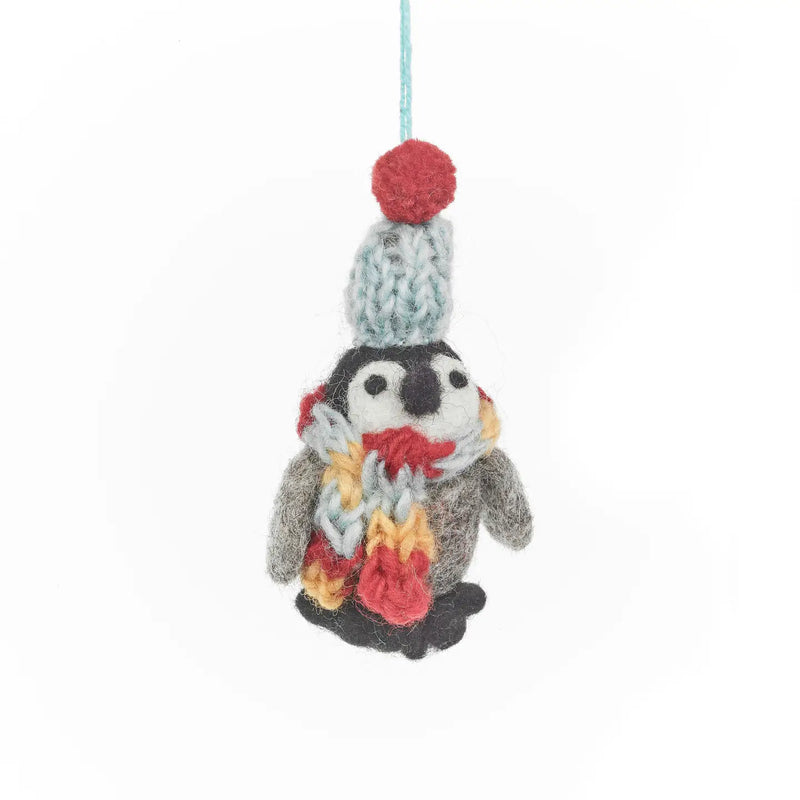 Felt Frosty Penguin Ornament w/ blue hat