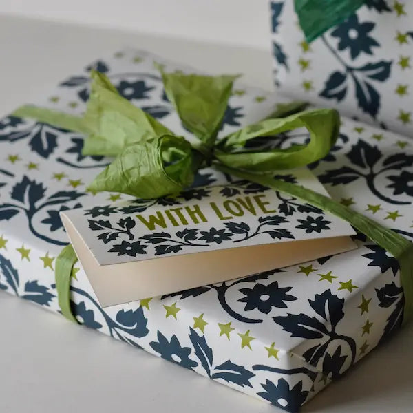 Pack of 6 "With Love" Mini Cards - Navy & Olive