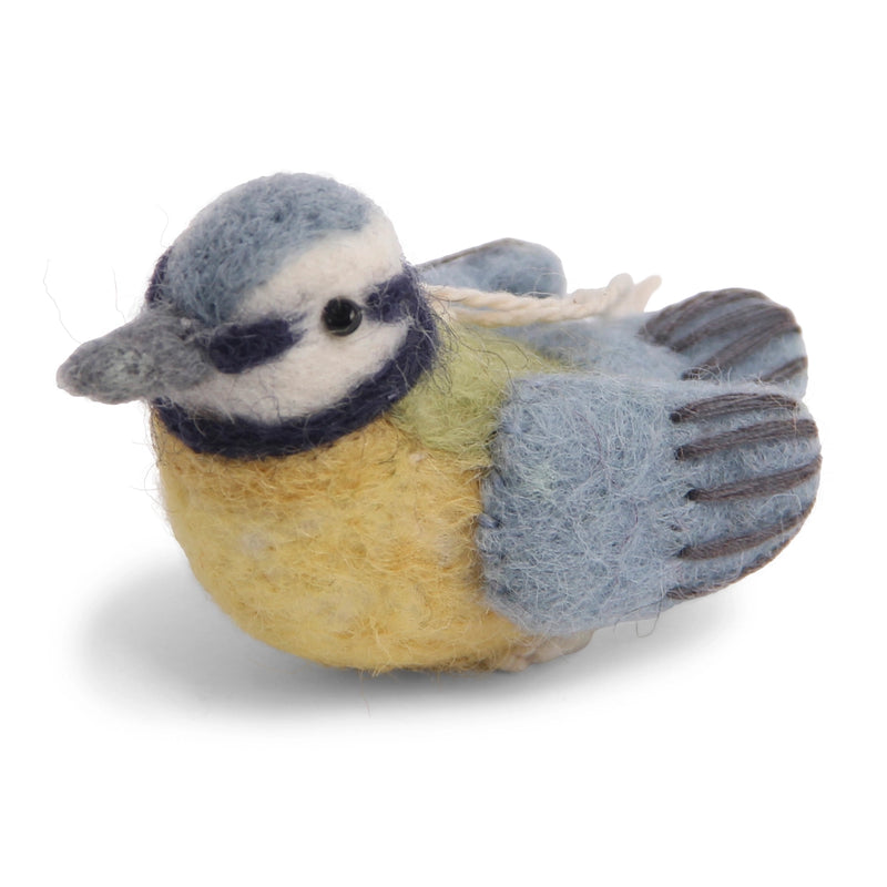 Gry & Sif- Felt Blue and Yellow Bird Ornament 