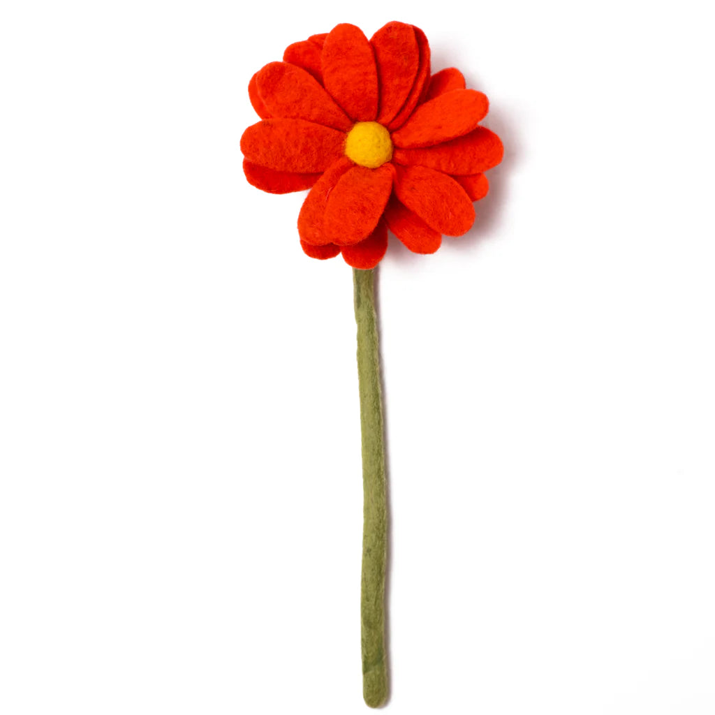 Felt Daisy Flower Deep Orange