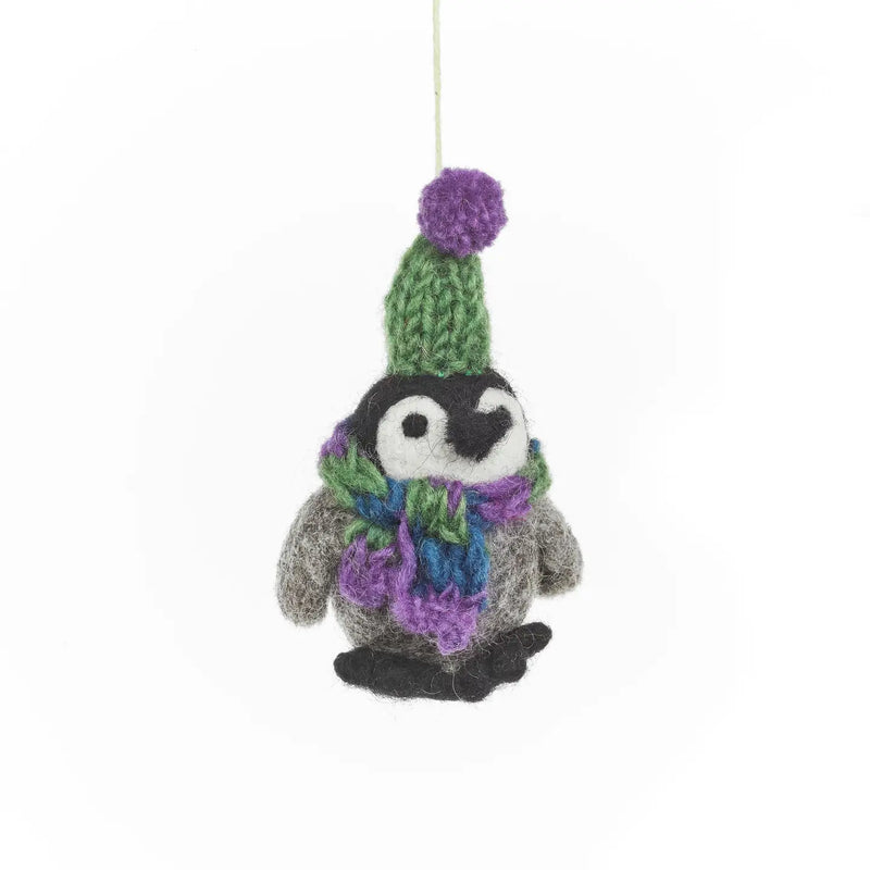 Felt Frosty Penguin Ornament w/ green hat