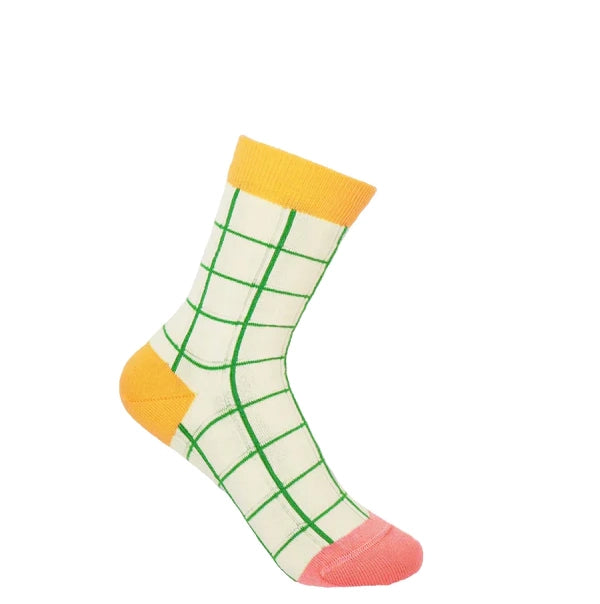 Grid Women's Organic Socks Cream