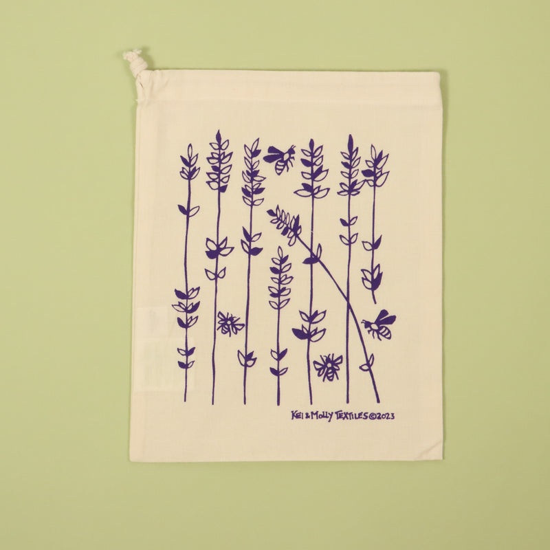 Reusable Cloth Bag Set: Lavender Sprigs