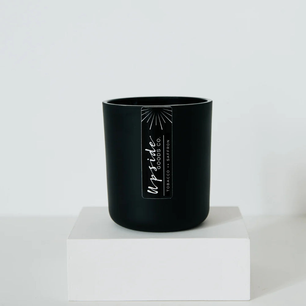 Tobacco Leaf + Vanilla Saffron Black Glass