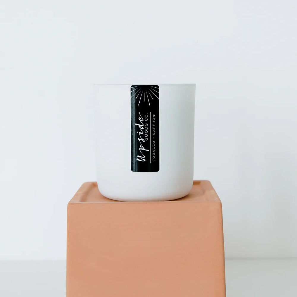 Tobacco Leaf + Vanilla Saffron White Glass