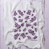 Kei & Molly Olive flour sack dish towel printed in Grape color, full front view