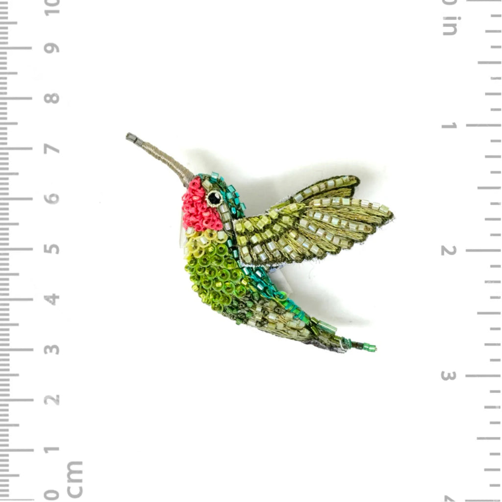 Ruby Throated Hummingbird Brooch