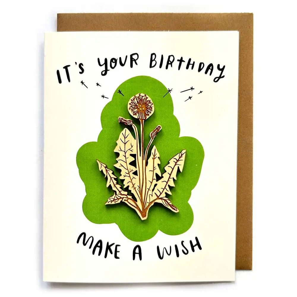 "Make A Wish" Dandelion Birthday Card + Magnet