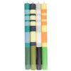 Striped Candles Pack of 4- Green & Yellow