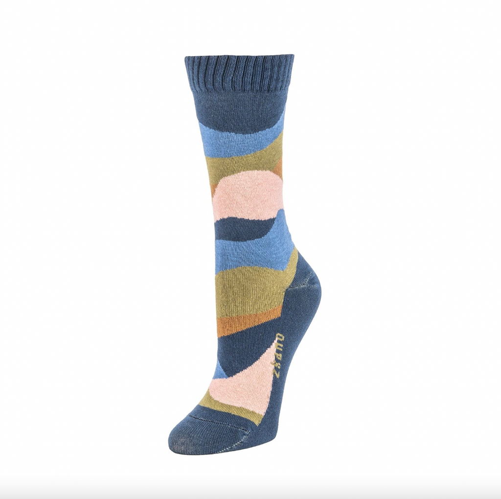 ZKANO Women Dunes Crew Socks Navy Multi