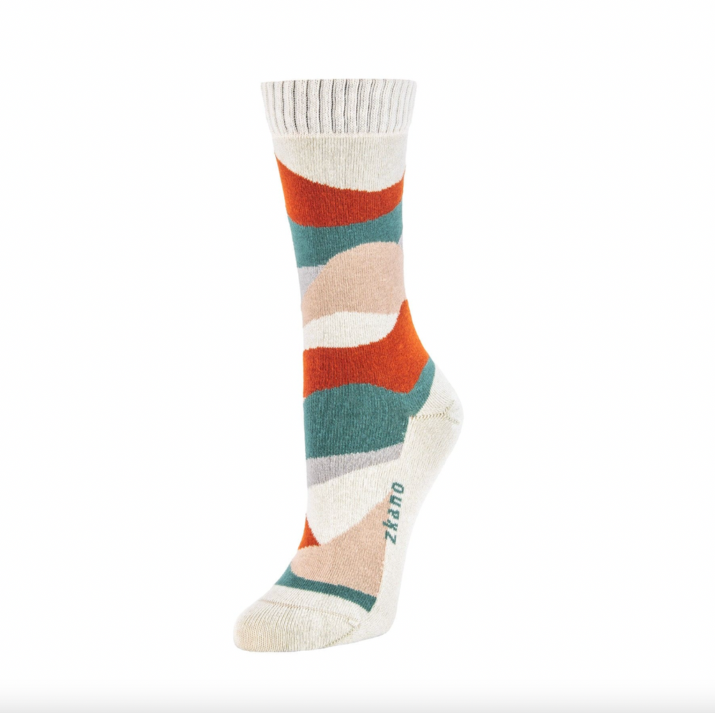ZKANO Women Dunes Crew Socks Natural Multi
