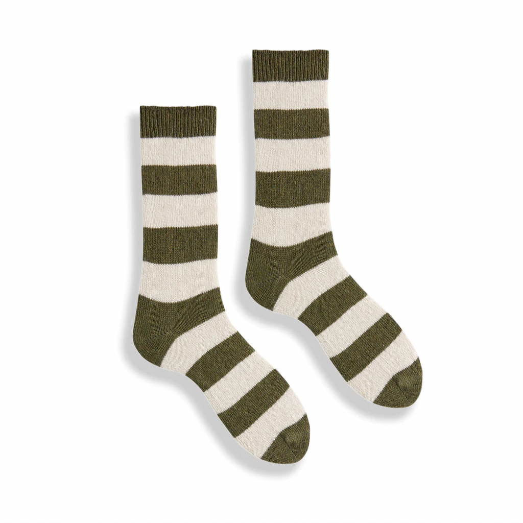 Wool Cashmere Socks - Rugby Stripe