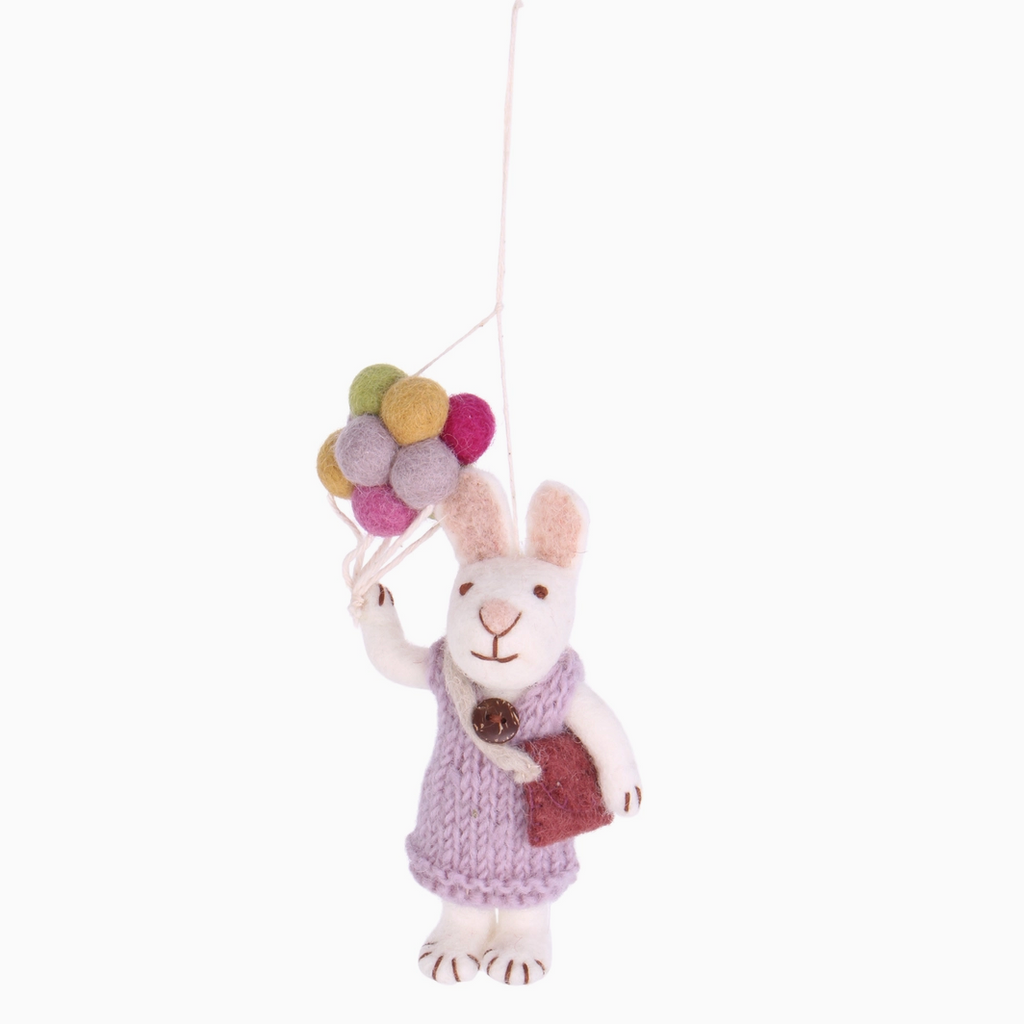 Felt Bunny & Balloons Ornament