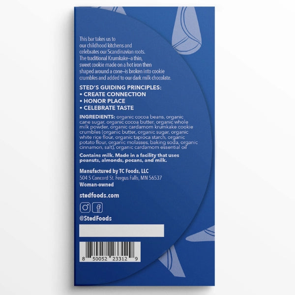 Sted Foods- Cardamom Krumkake Cookie, back