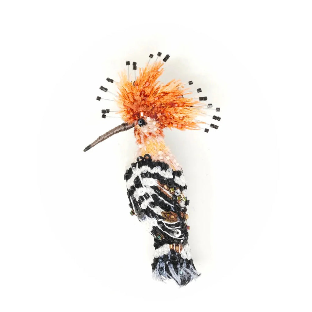 Eurasian Hoopoe Beaded Brooch