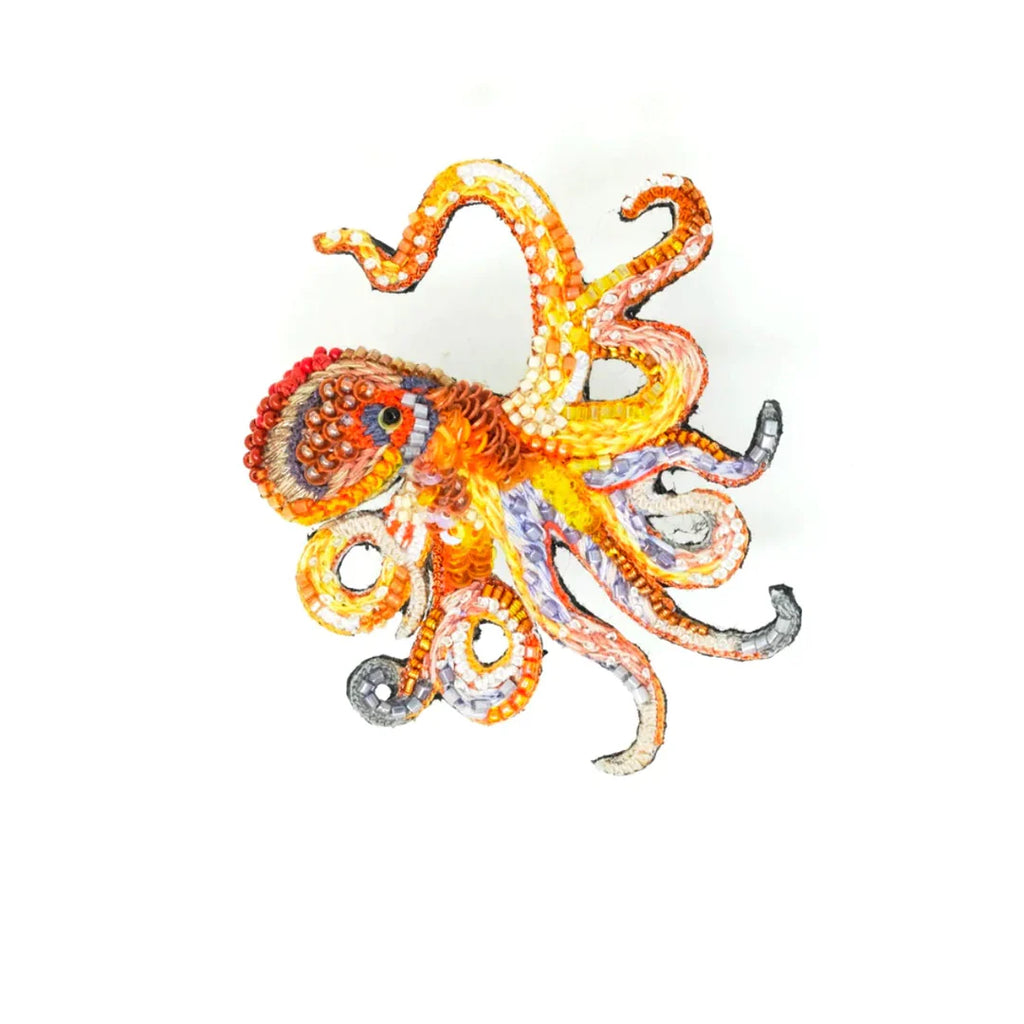 Giant Pacific Octopus Beaded Brooch