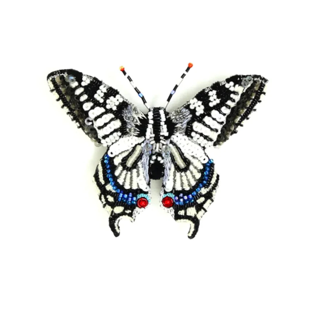 Old World Swallow Butterfly Beaded Brooch