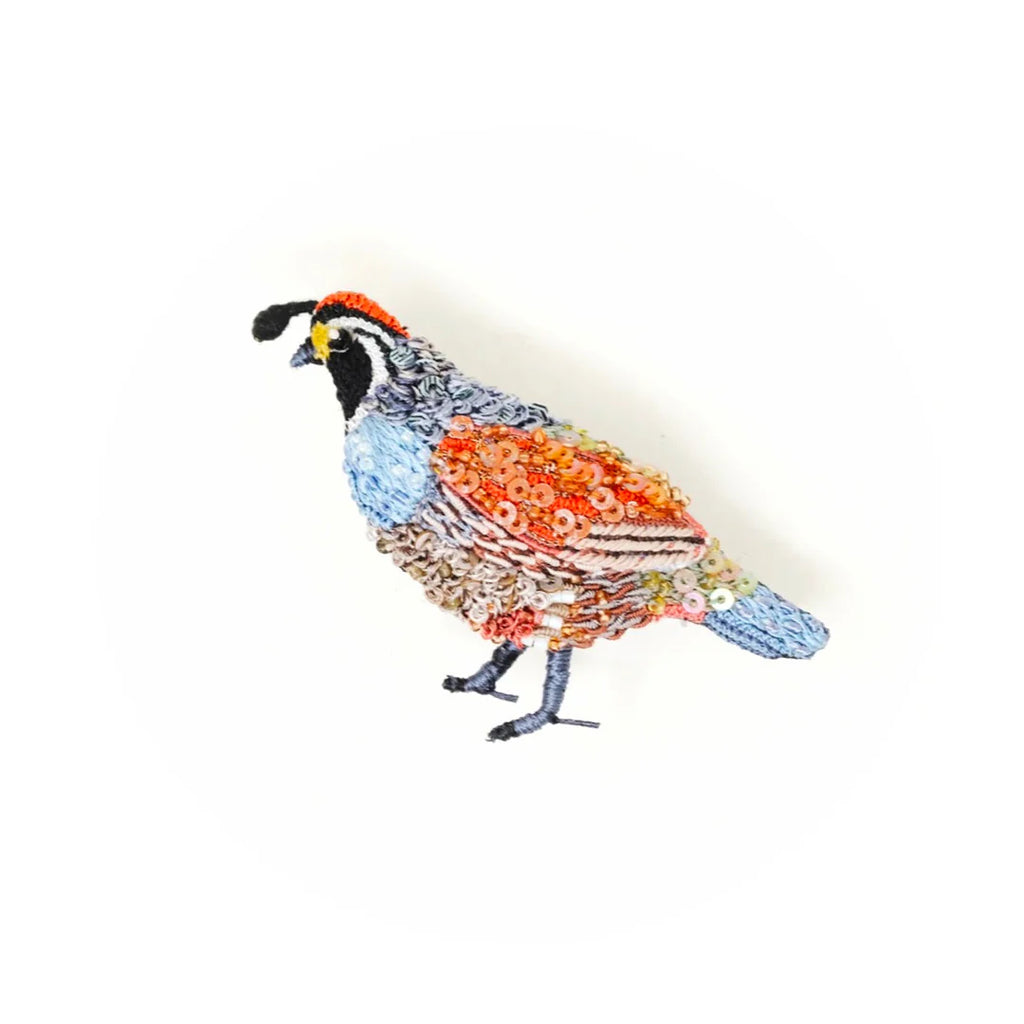 Valley Quail Beaded Brooch