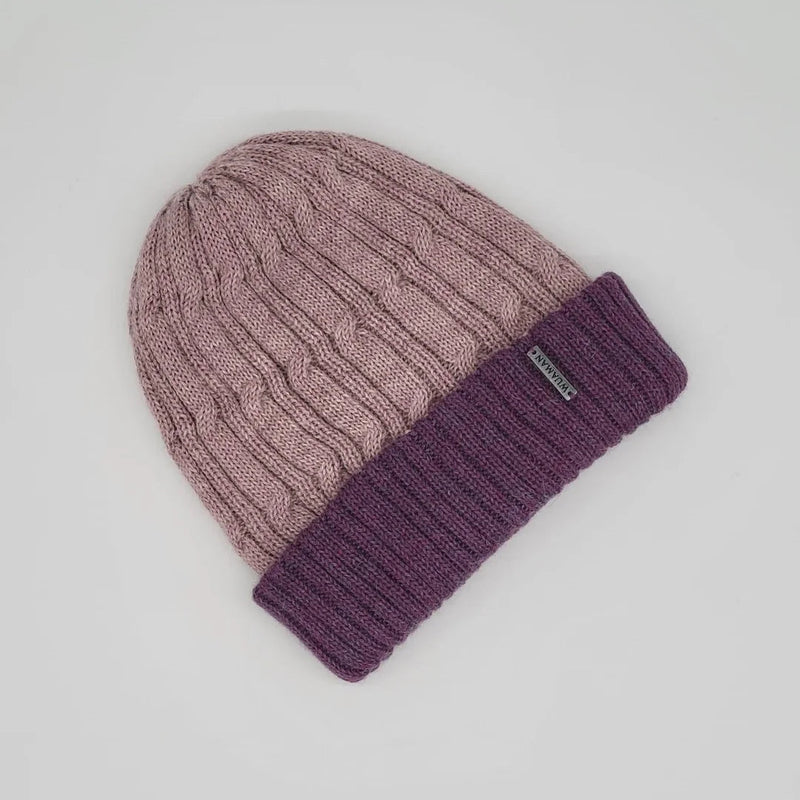 WUAMAN - Reversible Baby Alpaca Beanie - Cable Knit