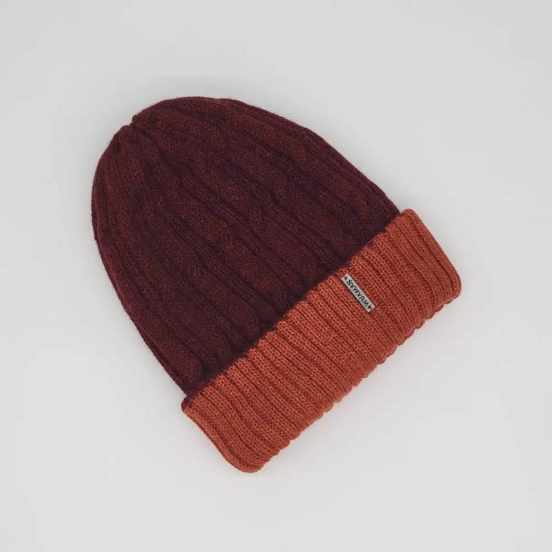 WUAMAN - Reversible Baby Alpaca Beanie - Cable Knit