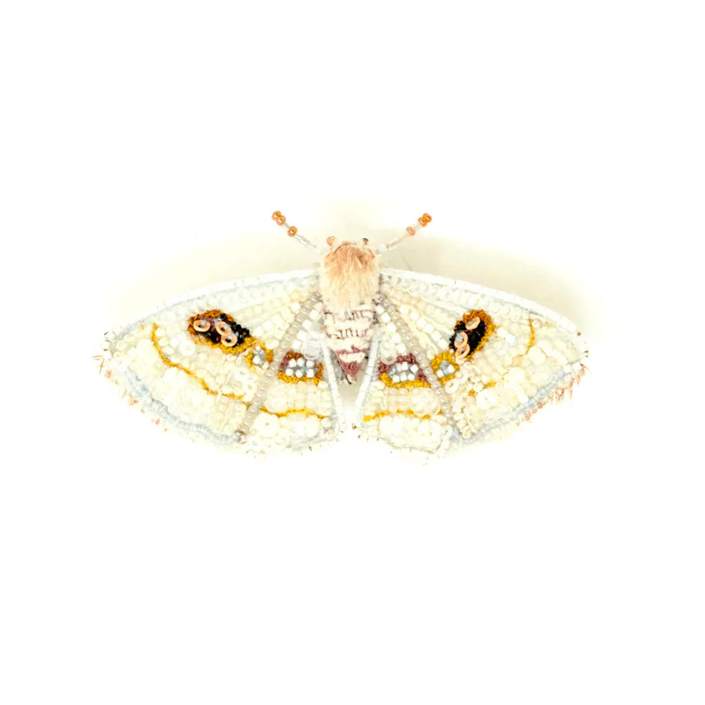 White Spring Moth Brooch