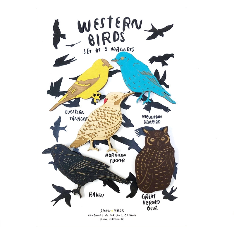 Wooden Western Birds Magnets- Set of 5