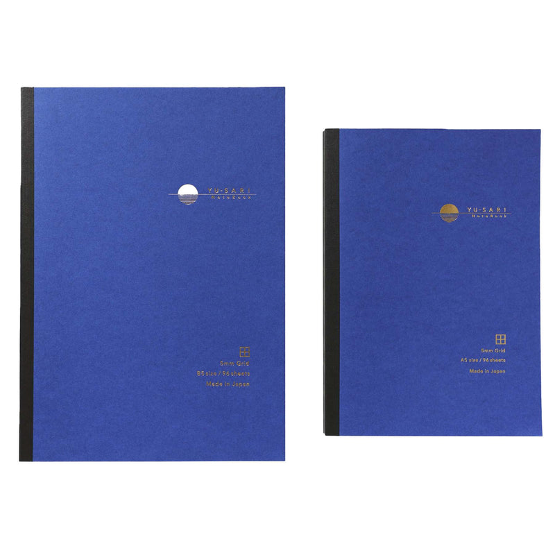 YU-SARI Notebook- Grid (2 sizes) BLUE