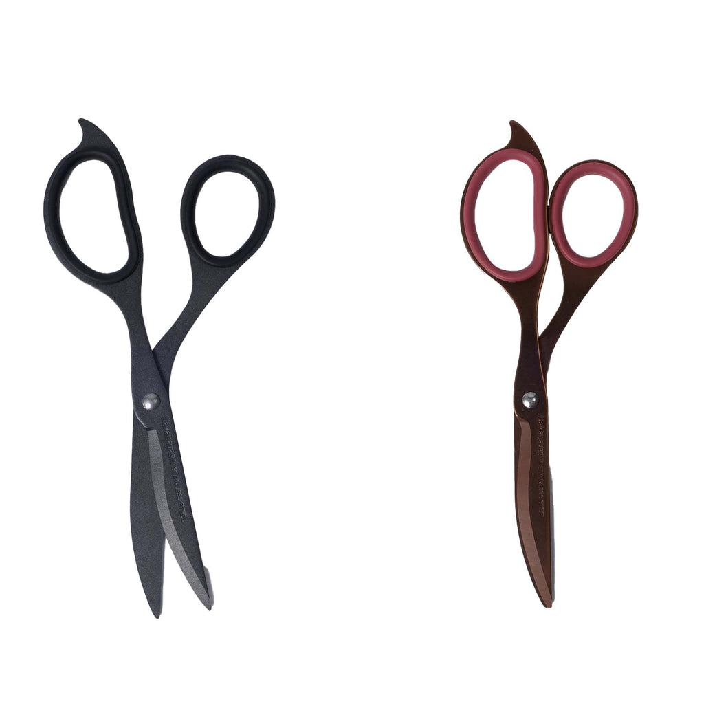 Hikigiri Slim Titanium Scissors dark grey and pink brown