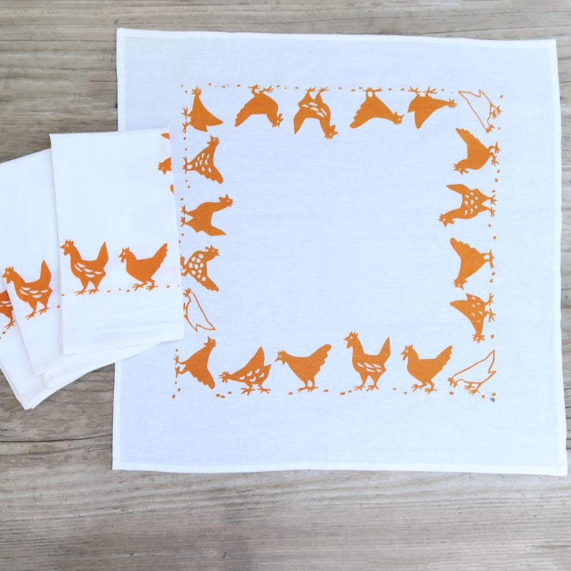 NEW! Napkin Set: Chickens