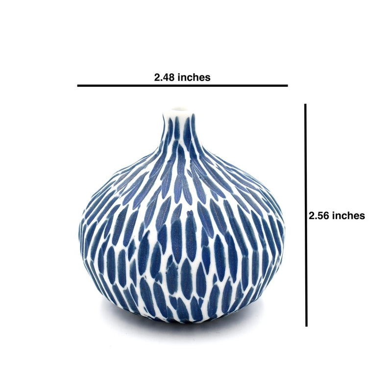 CONGO Mini Porcelain Bud Vase Indigo Measures