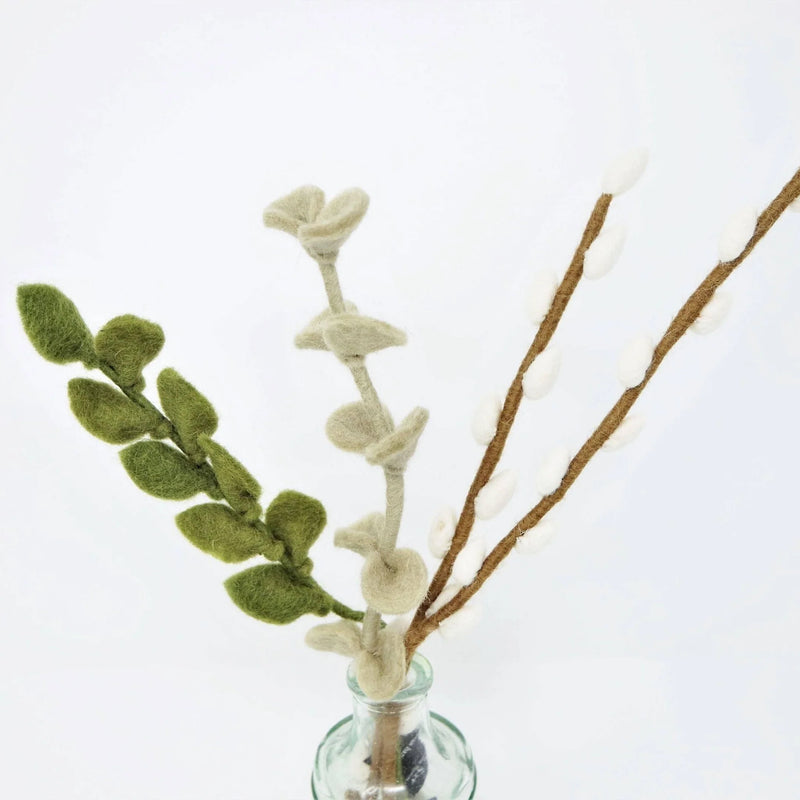 Green Small Felt Leaf Branch