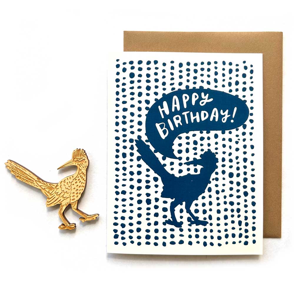 "Happy Birthday" Roadrunner Card + Magnet + Envelope