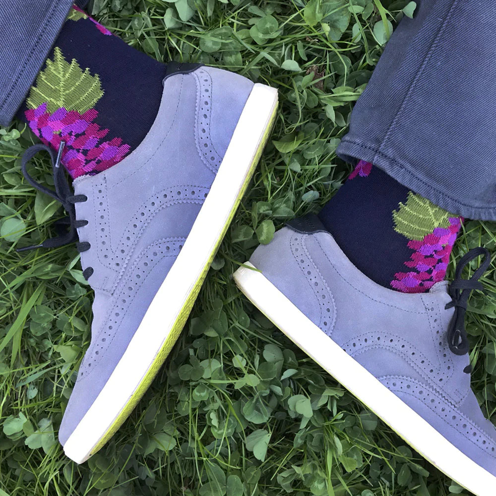 Model wearing This Night Hydrangea Socks S/M