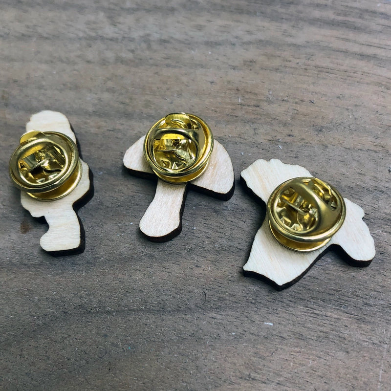 Wooden Mushroom Pins - Set of 3