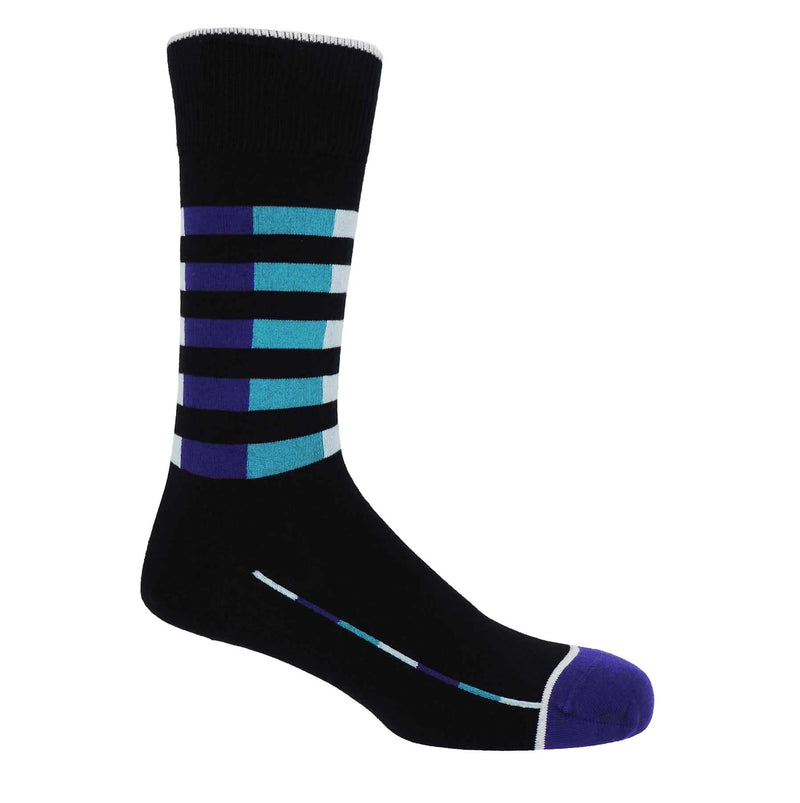 Quad Stripe Men's Organic Luxury Socks BLACK