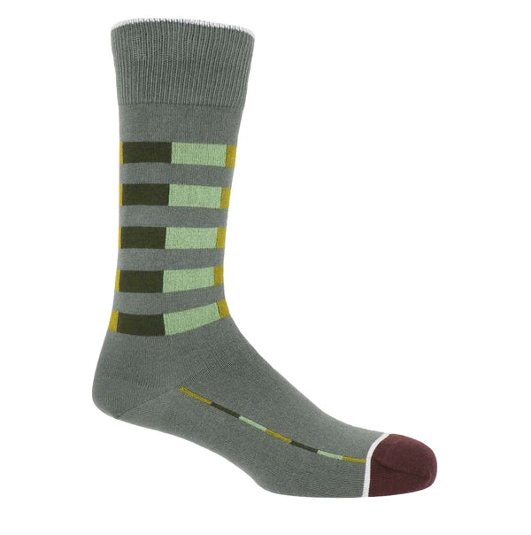 Quad Stripe Men's Organic Luxury Socks GREY