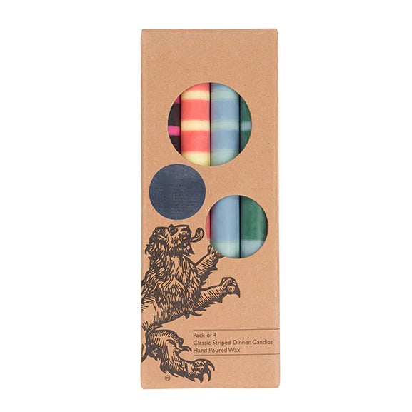 Striped Candles Pack of 4- Red & Blue Mix