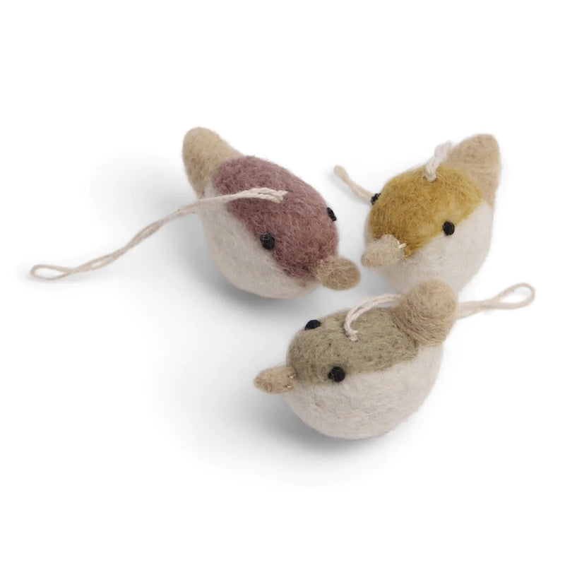 Set of 3 Mini Felt Bird Ornaments