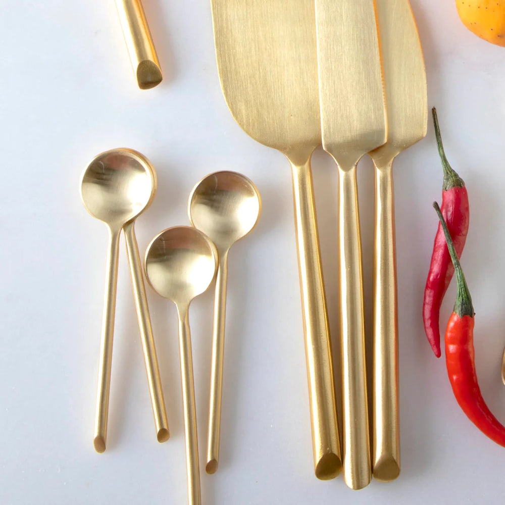 GOLDIES pasta spoon, matt gold