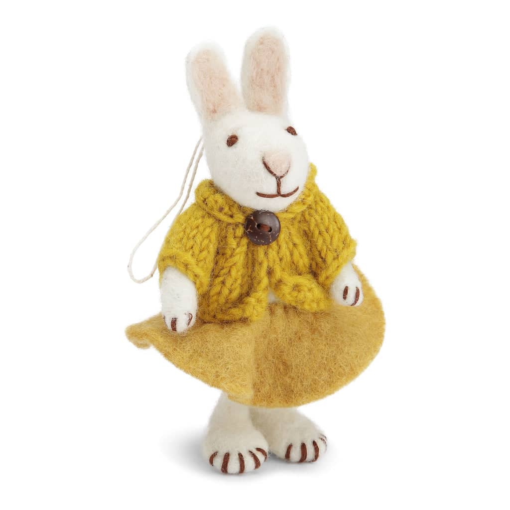 Felt White Bunny With Skirt & Jacket